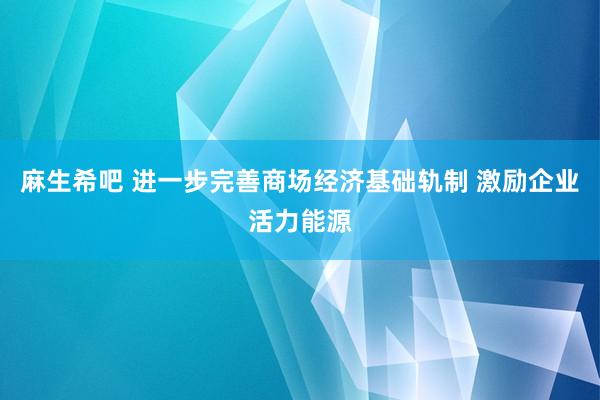 麻生希吧 进一步完善商场经济基础轨制 激励企业活力能源