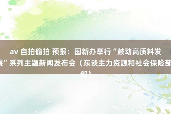 av 自拍偷拍 预报：国新办举行“鼓动高质料发展”系列主题新闻发布会（东谈主力资源和社会保险部）