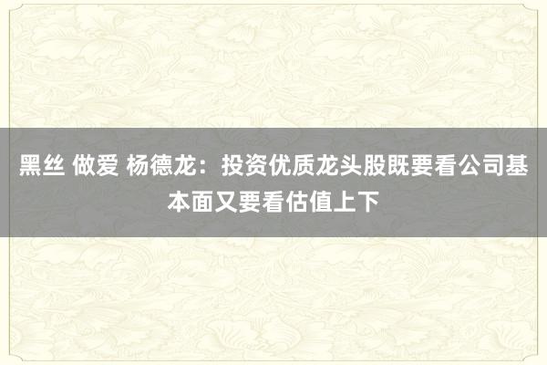 黑丝 做爱 杨德龙：投资优质龙头股既要看公司基本面又要看估值上下