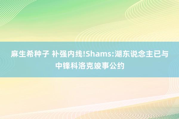 麻生希种子 补强内线!Shams:湖东说念主已与中锋科洛克竣事公约