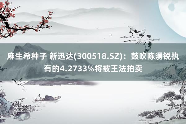 麻生希种子 新迅达(300518.SZ)：鼓吹陈湧锐执有的4.2733%将被王法拍卖