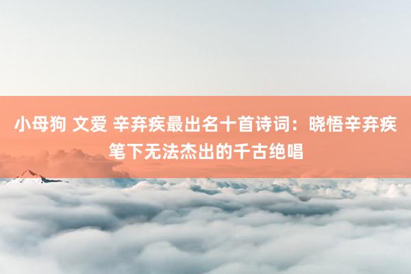 小母狗 文爱 辛弃疾最出名十首诗词：晓悟辛弃疾笔下无法杰出的千古绝唱