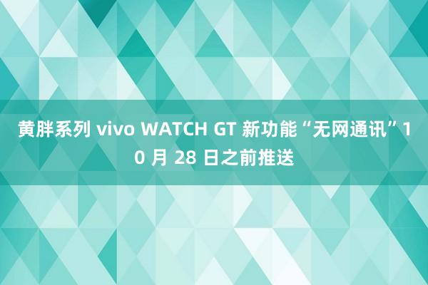 黄胖系列 vivo WATCH GT 新功能“无网通讯”10 月 28 日之前推送