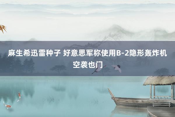 麻生希迅雷种子 好意思军称使用B-2隐形轰炸机空袭也门