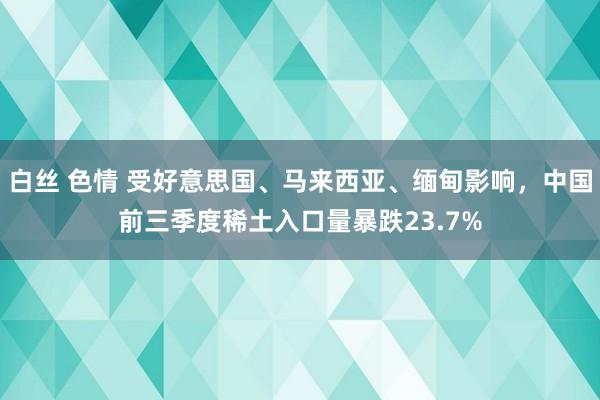 白丝 色情 受好意思国、马来西亚、缅甸影响，中国前三季度稀土入口量暴跌23.7%