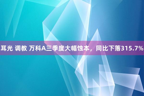 耳光 调教 万科A三季度大幅蚀本，同比下落315.7%