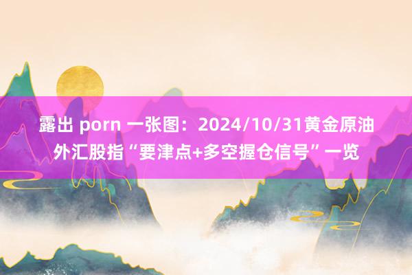 露出 porn 一张图：2024/10/31黄金原油外汇股指“要津点+多空握仓信号”一览