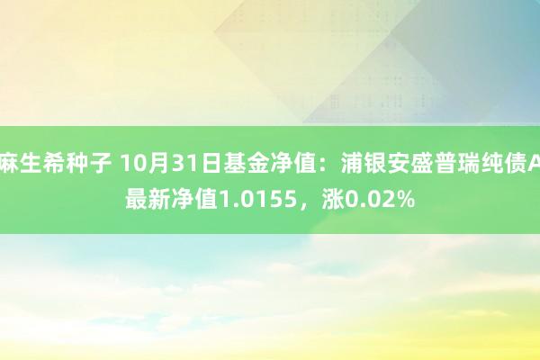 麻生希种子 10月31日基金净值：浦银安盛普瑞纯债A最新净值1.0155，涨0.02%