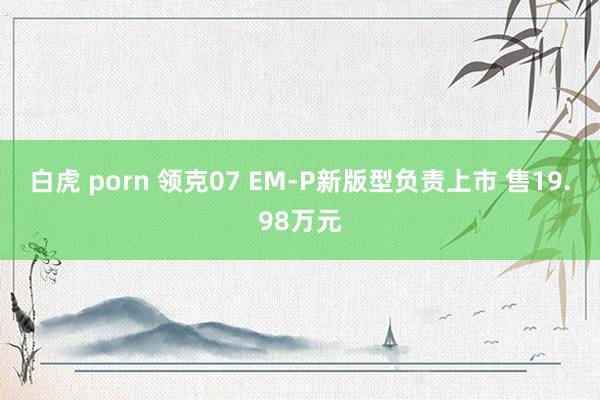 白虎 porn 领克07 EM-P新版型负责上市 售19.98万元