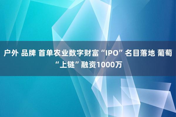 户外 品牌 首单农业数字财富“IPO”名目落地 葡萄“上链”融资1000万