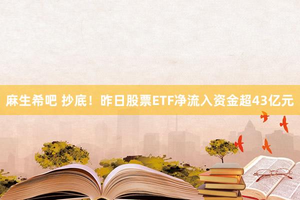麻生希吧 抄底！昨日股票ETF净流入资金超43亿元