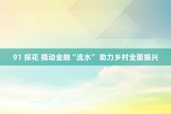 91 探花 撬动金融“流水” 助力乡村全面振兴