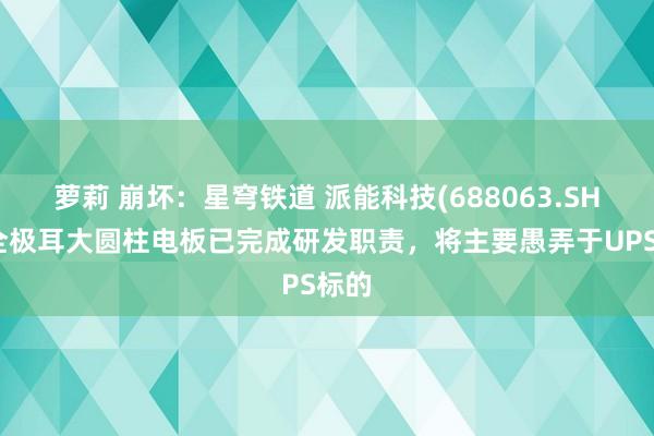 萝莉 崩坏：星穹铁道 派能科技(688063.SH)：全极耳大圆柱电板已完成研发职责，将主要愚弄于UPS标的