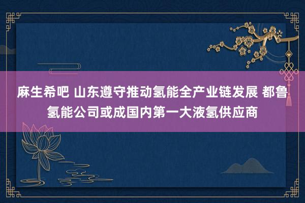 麻生希吧 山东遵守推动氢能全产业链发展 都鲁氢能公司或成国内第一大液氢供应商