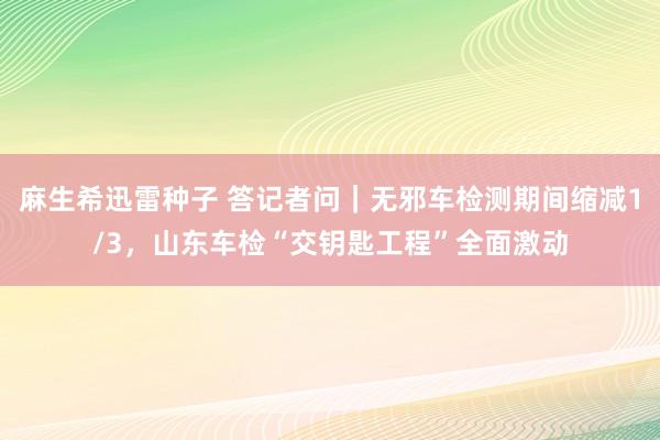 麻生希迅雷种子 答记者问｜无邪车检测期间缩减1/3，山东车检“交钥匙工程”全面激动